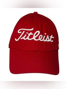 Titleist Pro V1 Fitted Hat Red Small Medium Golf Cap FootJoy Mesh Stretch